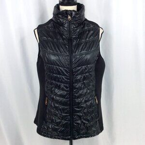 Nanette Lepore Puffer Vest Womens Size Large Stretch Sides Full Zip MISSING Hood